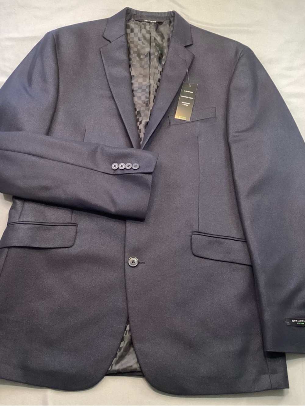NWT Structure Men’s Fitted Blazer Sport Coat Jacket 42 Long Navy Blue Business